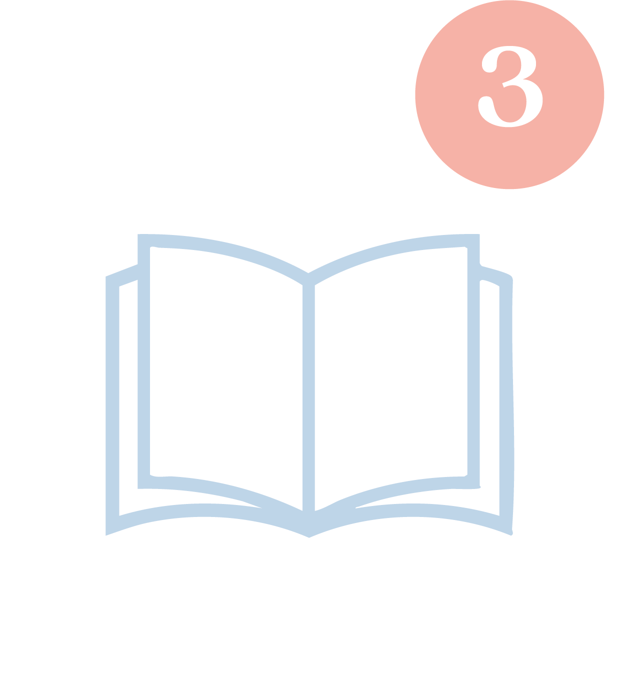 Tiny Gallery stap 3 illustratie met open boek icoon voor gepersonaliseerd kunstboek